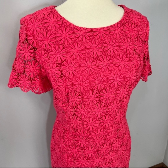 NWT Talbots Pink Midi Floral Lace Fitted Preppy Day Dress Brunch Shower Career - Picture 15 of 15